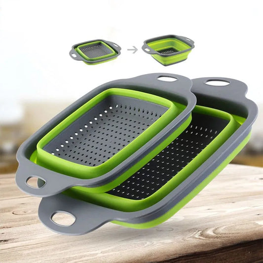 Silicone Folding Drain Basket - Collapsible Strainer & Colander for Fruits and Vegetables