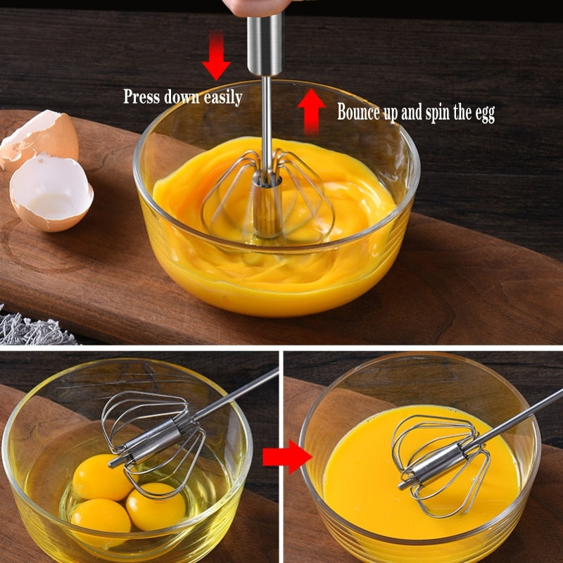 Effortless Mixing with Stainless Steel Hand Pressure Semi-automatic Egg Beater