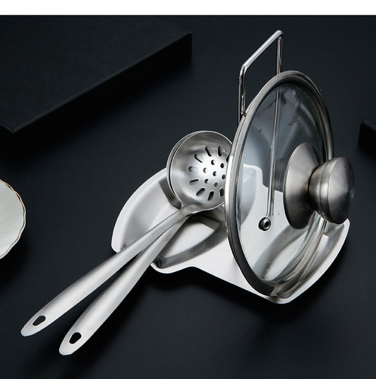 Stylish Stainless Steel Pot Lid and Spoon Holder